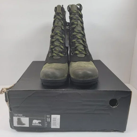 Sorel Lexie Wedge Women's Hiker Green Boots US Size 10 NWT - Picture 2 of 13